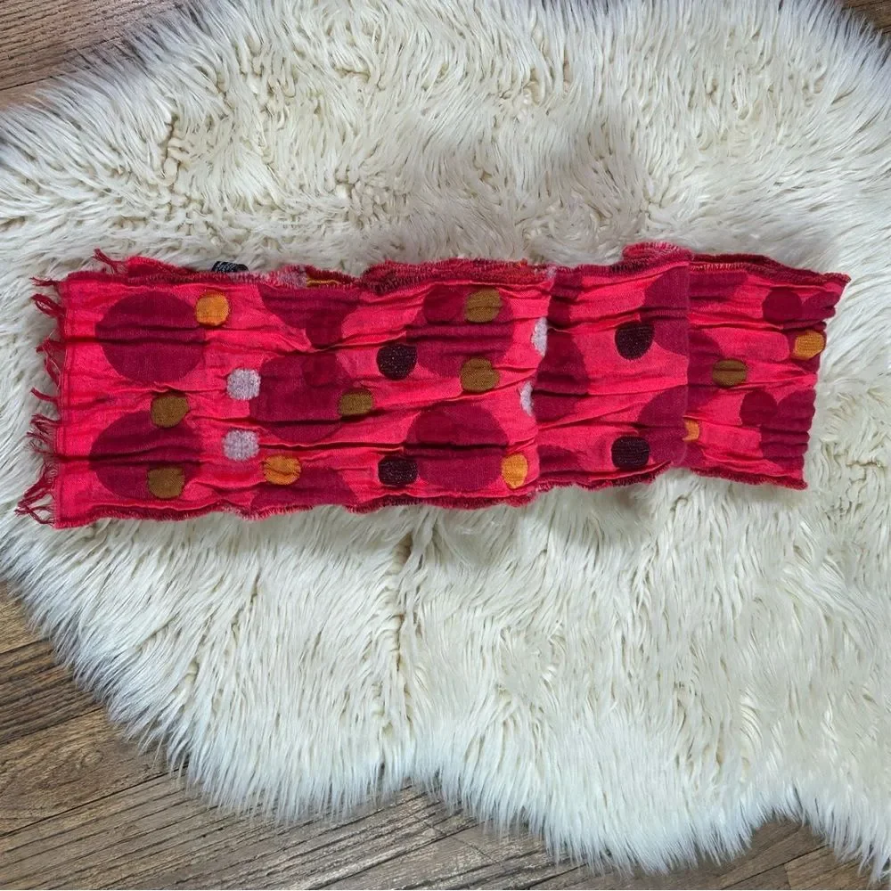 Bohemian Multicolor Polka Dot Scarf – 68% Acrylic, 32% Cotton – Made in France”